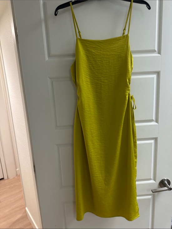 Christian Lacroix Dresses & Skirts - Christian Lacroix Lime Green Slip Midi Dress with Side Tie